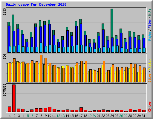 Daily usage for December 2020